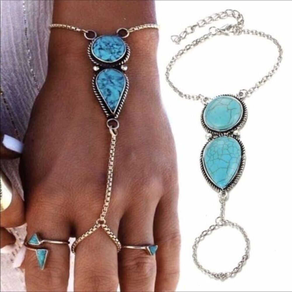 Turquoise finger bracelet